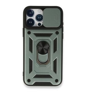 Iphone 15 Pro Max Kılıf Pars Lens Yüzüklü Silikon - Yeşil