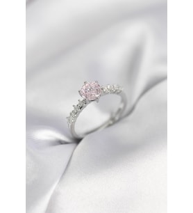 Gümüş Renk Pembe Tek Taş Model Zirkon Taşlı Kadın Yüzük TJ-BYK3992