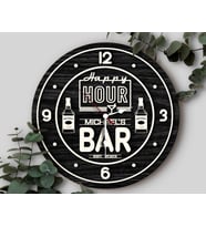 BK Gift Barlara Özel Dekoratif Siyah Ahşap Duvar Saati 35cm-11 , Bar Duvar Saati , Cafe Duvar Saati , Özel Ahşap Saat