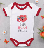 BK Kids Benim Halam Bir Başka Tasarımlı Kırmızı Bebek Body Zıbın-1