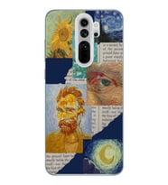 Redmi Note 8 Pro Uyumlu Vincent van Gogh Kolaj Desenli Şeffaf Telefon Kılıfı
