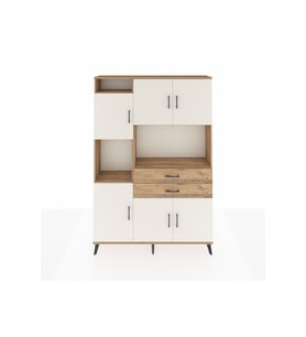 Arges Dolap 8 Raflı 2 Çekmeceli 6 Kapaklı 132x30x195 Çam-Aytaşı/Çam
