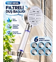 6 Modlu Filtreli Duş Başlığı Büyük Panel Su Tasarruflu Çok Fonksiyonlu Beyaz Duş Başlığı
