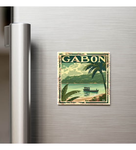 Gabon Gabon - Posta Pulu Temalı Ülke - Baskılı Buzdolap Magneti Kare - 9x9 cm