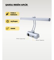 Şarjlı Krom Flüt Aplik 3200K Sarı Işık – Elektrik Gerektirmez