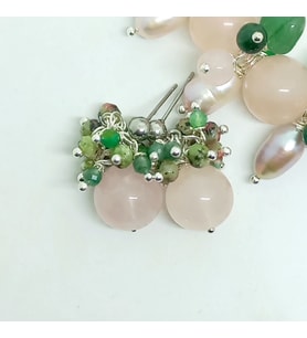 2615 Pembe Kuvars Aventurin Ceyd el yapımı küpe
