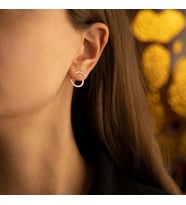 Ear Jacket Yuvarlak Gümüş Küpe - Renk: Gold (Gold)