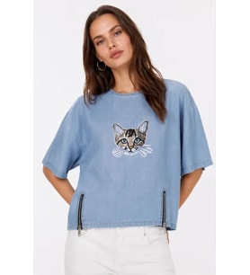 Erkek Baskılı T-Shirt Kısa Kol Bisiklet Yaka Rahat Kalıp Tişört - Mavi