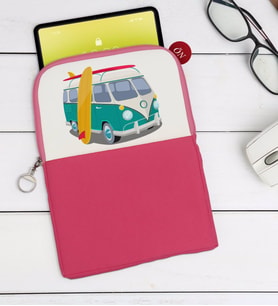 BK Gift Klasik Araç Tasarımlı Taşınabilir Koruyucu Tablet Kılıfı & Organizer Çanta - Pembe-3