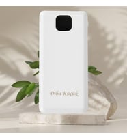 KİŞİYE ÖZEL İSİM BASKILI 2 LED LAMBALI PD HIZLI ŞARJ POWERBANK (Beyaz)