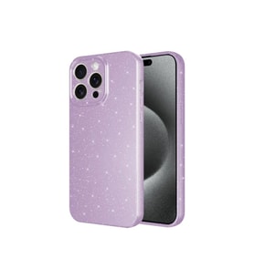 Apple iPhone 15 Pro Uyumlu Kılıf Kamera Korumalı Simli Lüks Zore Koton Kapak (Lila)