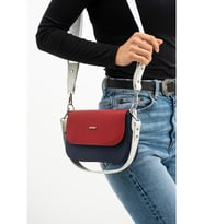 Just Polo Kadın Lakost Kumaş El Ve Omuz Çantası 236005MH (Kırmızı-Lacivert)
