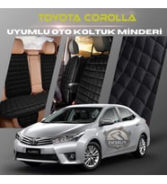 Toyota Corolla Siyah Renk Tay Tüyü Cepli & Terletmez Sırtlı Oto Koltuk Minder Seti - Koltuk Koruma Kılıfı (ÖN & ARKA TAM SET)