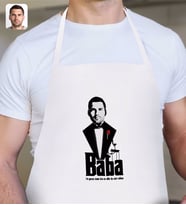 BK Gift Kişiye Özel Godfather Baba Silüet Tasarımlı Beyaz Mutfak Önlüğü-3