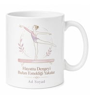 Jimnastik Denge Aleti Çizimli Hayatında Dengeyi Bulan Esnek Kupa Hediye Bardak