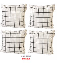 Kırlent Yastık Dolgulu Fermuarlı Vip Yastık 4 ADET-43x43 CM(BEYAZ PANO)