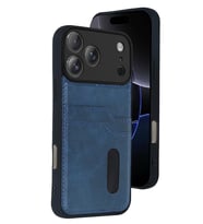iPhone 17 Pro Sara Kartvizitli Deri Kılıf - Lacivert