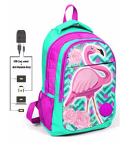Coral High Kids Flamingo İlk ve Ortaokul Sırt Çantası - USB ve AUX Çıkışlı
