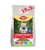 Bonny Nice Doğal Pellet Çam Peleti Kedi Kumu 1.8 kg 3 l x 15 Paket
