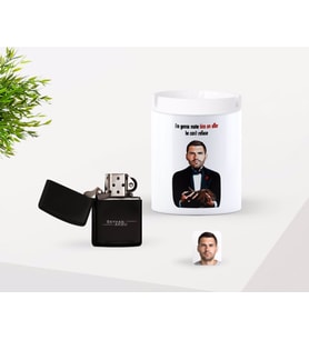 BK Gift Kişiye Özel Babalar Günü Hediyesi Godfather Baba Karikatürlü Seramik Kül Tablası ve Benzinli Çakmak Seti-9 (Model 1)