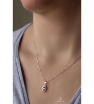 Fatma'nın Eli (Hamse Eli) Model 925 Ayar Gümüş Kolye-Rose
