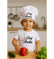 CHEF ÖNLÜK VE ŞAPKA (Baskı Ve Yaş  Soru Kısmından) (Beyaz)