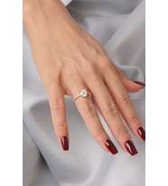 14 Ayar Altın Oval Baget Taşlı Yüzük (Sarı)