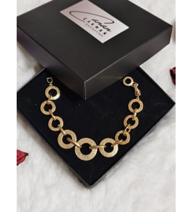 Desing Vıp Noktalı Halkalar Bileklik (Gold)