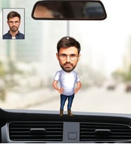 Kişiye Özel Fotoğraflı Abi 2 Tasarımlı Karikatür Araba Dikiz Ayna Süsü