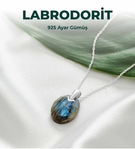 Luxtone Sertifikalı Labradorit 925 Ayar Gümüş Kolye Kadın Takı LX0520KL