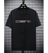 Erkek Tişört FUTRE Baskılı Kısa Kol Bisiklet Yaka T-shirt - Siyah