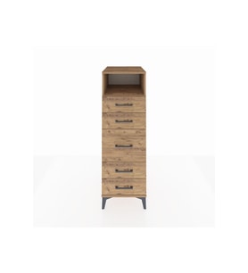 Kronos Dolap Tek Raflı 5 Çekmeceli 44x59x134 Çam-Çam