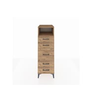 Kronos Dolap Tek Raflı 5 Çekmeceli 44x59x134 Çam-Çam