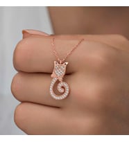 925 Ayar Gümüş Kedi Kadın Gümüş Kolye