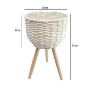 Ayaklı Oval Beyaz Hasır Saksı 26X53 Cm