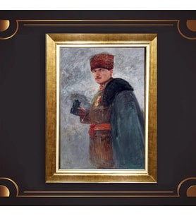 Altın Varaklı Çerçeveli Paspartulu Atatürk Tablo DC0850 (Gold)