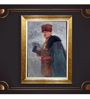 Altın Varaklı Çerçeveli Paspartulu Atatürk Tablo DC0850 (Gold)