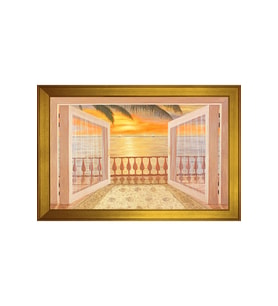 Manzara Temalı Kanvas Tablo 50 x 70 cm Gold Çerçeve