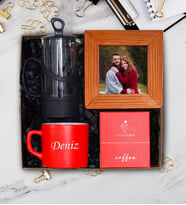 Kişiye Özel Doğal Ahşap Çerçeve, Nescafe Fincanı, Frenchpres, Dünya Kahvesi