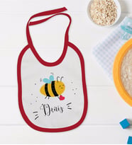 BK Kids Kişiye Özel İsimli Kırmızı Bebek Mama Önlüğü-32