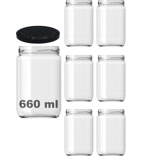 660 ml Şeffaf Cam Kavanoz 660 cc Konserve Metal Kapaklı Cam Kavanoz 6 Adet (Şeffaf, 660 cc)