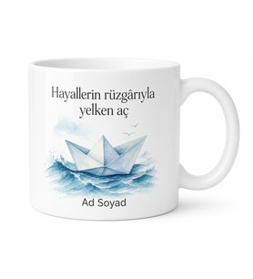 Kağıt Gemi Temalı Baskılı Kupa Bardak Porselen Hediye Mug