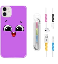 Apple iPhone 11 12 13 Mini Kılıf Kablo Koruma Spiral Silikon Purple Sweety 1717