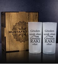 eJOYA Kişiye Özel Kutusunda 2'li Rakı Bardağı Hediye Seti 107240 (Krem)
