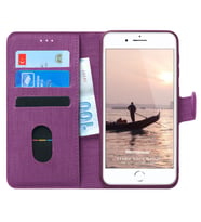Microsonic Apple iPhone SE 2022 Kılıf Fabric Book Wallet Mor