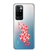 Redmi 10 2022 Uyumlu Çita ve Kalp Desenli Şeffaf Telefon Kılıfı