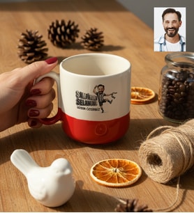Kişiye Özel Karikatürlü Siyah Beyaz Taraftar Kupa Bardak Pro Doğum Günü Hediyesi