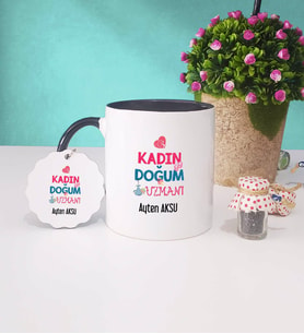 Kadın Doğum Uzmanı Kupa Bardak Siyah ve Anahtarlık