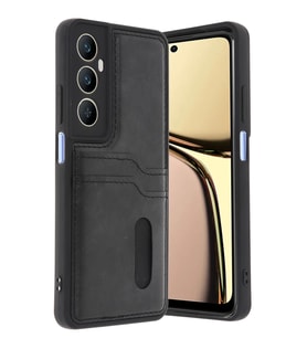 Realme C65 Sara Kartvizitli Deri Kılıf - Siyah