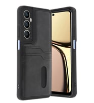 Realme C65 Sara Kartvizitli Deri Kılıf - Siyah